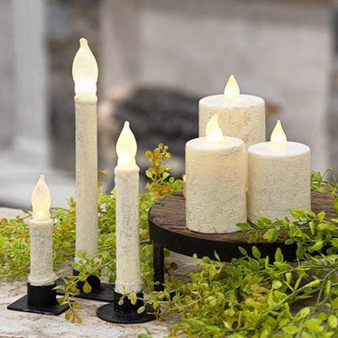6 Rustic White Timer Taper - The Fox Decor